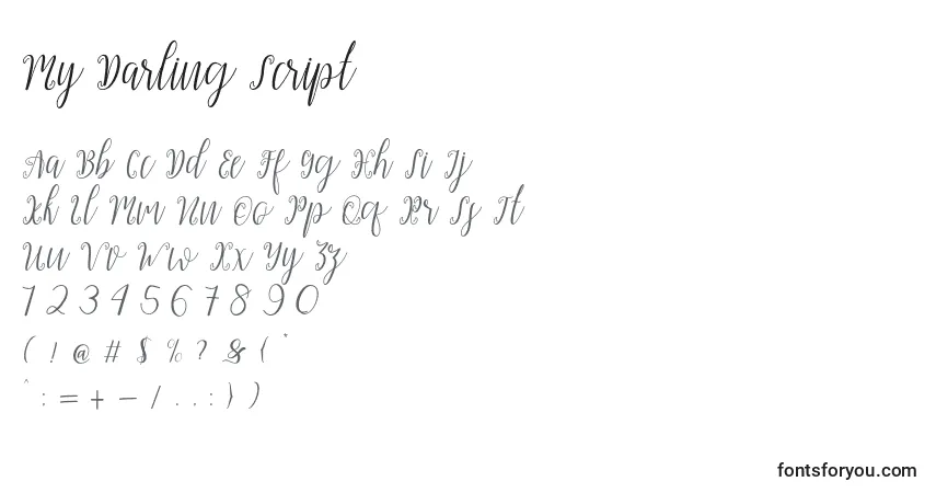 My Darling Script -fontti – aakkoset, numerot, erikoismerkit