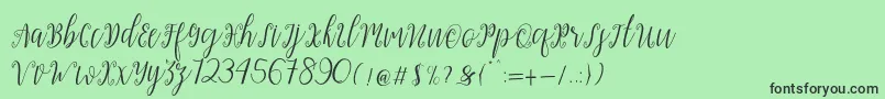 Fonte My Darling Script  – fontes pretas em um fundo verde