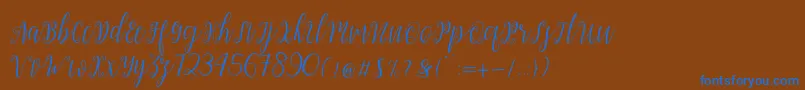My Darling Script -Schriftart – Blaue Schriften auf braunem Hintergrund