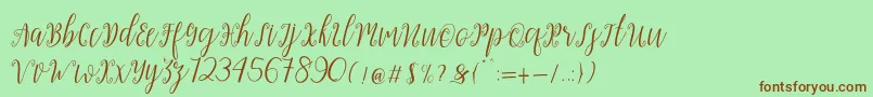 My Darling Script  Font – Brown Fonts on Green Background