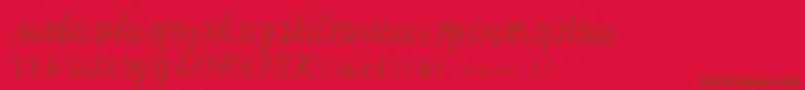 フォントMy Darling Script  – 赤い背景に茶色の文字