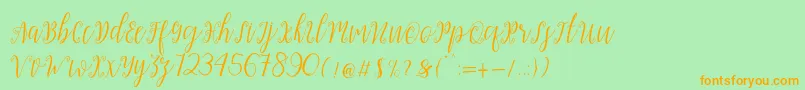 My Darling Script  Font – Orange Fonts on Green Background