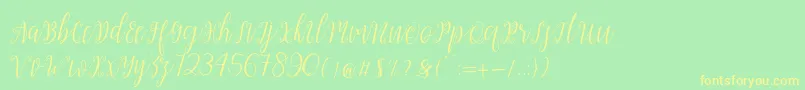 My Darling Script  Font – Yellow Fonts on Green Background