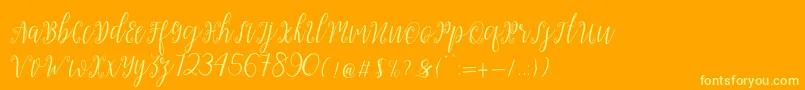 My Darling Script -Schriftart – Gelbe Schriften auf orangefarbenem Hintergrund