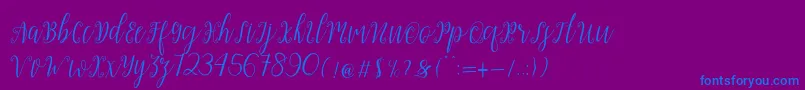 Fonte My Darling Script – fontes azuis em um fundo violeta