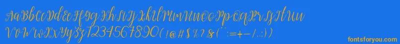 Fonte My Darling Script – fontes laranjas em um fundo azul