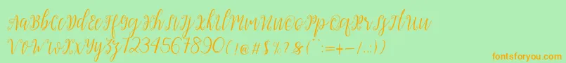 My Darling Script-Schriftart – Orangefarbene Schriften auf grünem Hintergrund