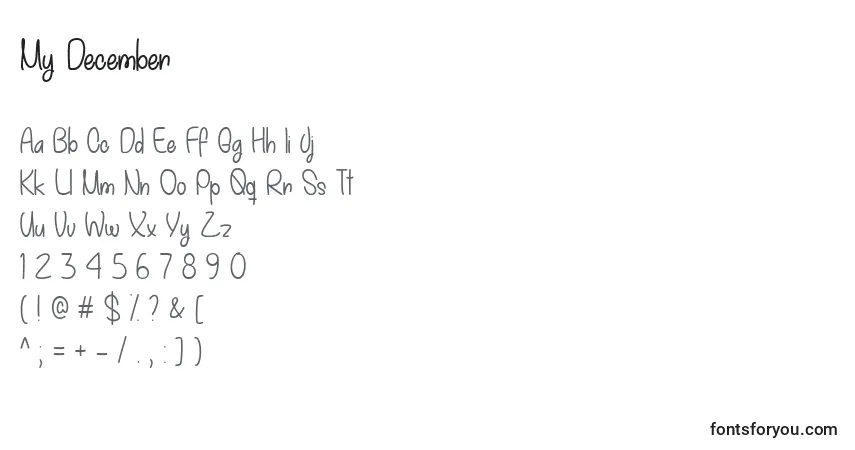 Schriftart My December   (135145) – Alphabet, Zahlen, spezielle Symbole