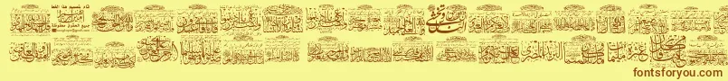 Шрифт My Font Quraan 3 – коричневые шрифты на жёлтом фоне