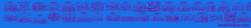 フォントMy Font Quraan 3 – 紫色のフォント、青い背景