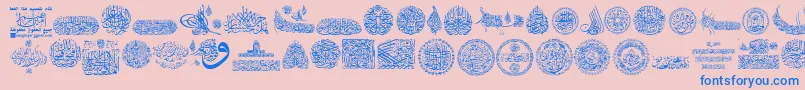 My Font Quraan 7-fontti – siniset fontit vaaleanpunaisella taustalla
