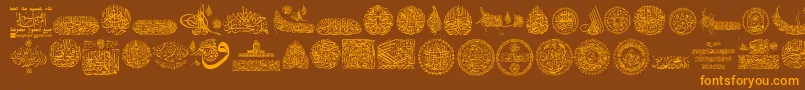 フォントMy Font Quraan 7 – オレンジ色の文字が茶色の背景にあります。
