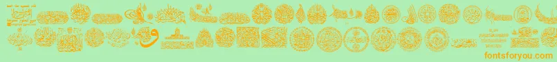 Czcionka My Font Quraan 7 – pomarańczowe czcionki na zielonym tle