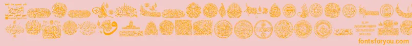 Fonte My Font Quraan 7 – fontes laranjas em um fundo rosa