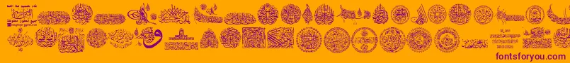Czcionka My Font Quraan 7 – fioletowe czcionki na pomarańczowym tle