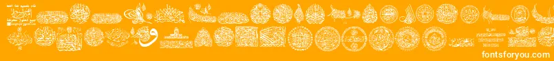 My Font Quraan 7-Schriftart – Weiße Schriften auf orangefarbenem Hintergrund