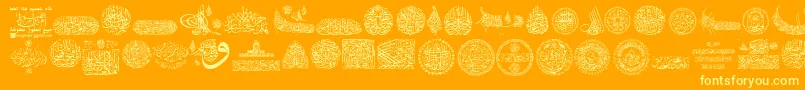 My Font Quraan 7-Schriftart – Gelbe Schriften auf orangefarbenem Hintergrund