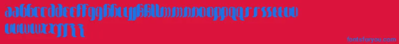 my goth is  better-Schriftart – Blaue Schriften auf rotem Hintergrund