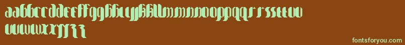 フォントmy goth is  better – 緑色の文字が茶色の背景にあります。