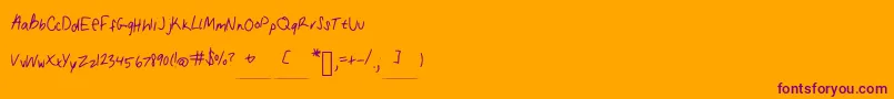 My handwriting Font – Purple Fonts on Orange Background