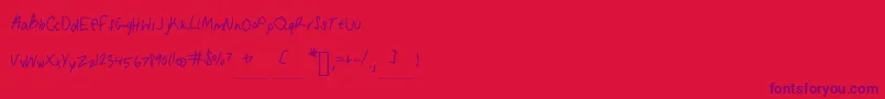 My handwriting Font – Purple Fonts on Red Background