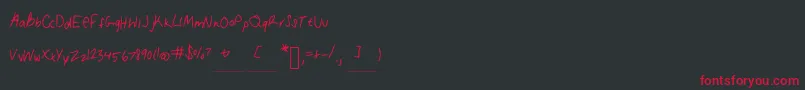 フォントMy handwriting – 黒い背景に赤い文字
