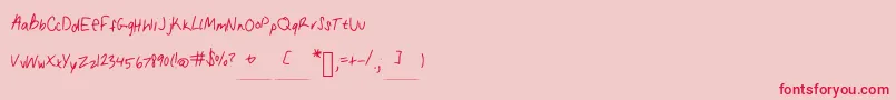 My handwriting Font – Red Fonts on Pink Background