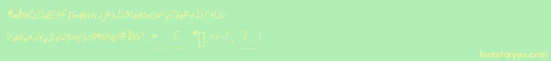 My handwriting Font – Yellow Fonts on Green Background