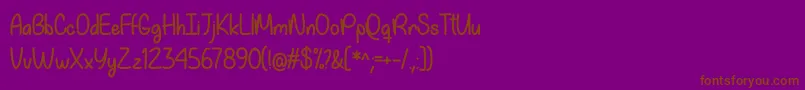 Шрифт My Happy Ending   – коричневые шрифты на фиолетовом фоне