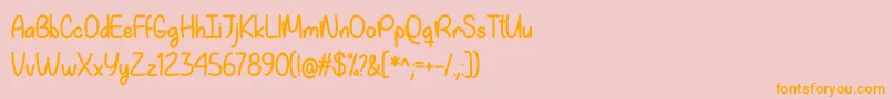 フォントMy Happy Ending   – オレンジの文字がピンクの背景にあります。