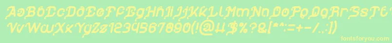 My Heart Italic-Schriftart – Gelbe Schriften auf grünem Hintergrund