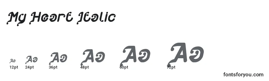 Размеры шрифта My Heart Italic