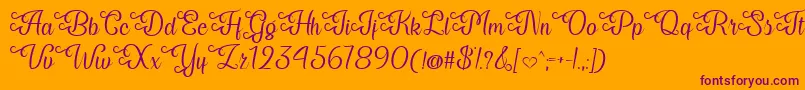 My Last Breath  -Schriftart – Violette Schriften auf orangefarbenem Hintergrund