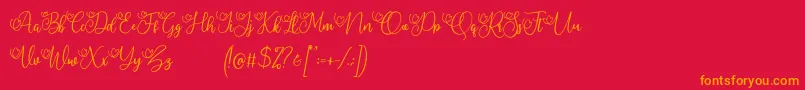 My Lovely Demo-Schriftart – Orangefarbene Schriften auf rotem Hintergrund