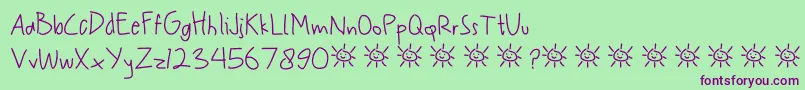 Fonte My Scrawl – fontes roxas em um fundo verde