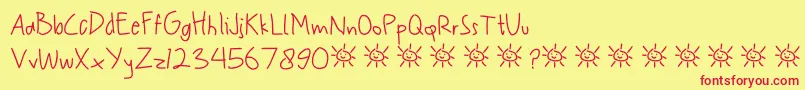 My Scrawl Font – Red Fonts on Yellow Background