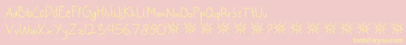 Fonte My Scrawl – fontes amarelas em um fundo rosa