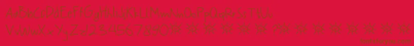 フォントMy Scrawl – 赤い背景に茶色の文字