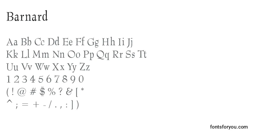 Schriftart Barnard – Alphabet, Zahlen, spezielle Symbole