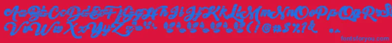 My Yanda1-Schriftart – Blaue Schriften auf rotem Hintergrund
