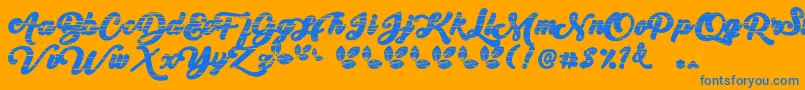 My Yanda1-Schriftart – Blaue Schriften auf orangefarbenem Hintergrund