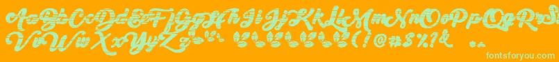 My Yanda1-Schriftart – Grüne Schriften auf orangefarbenem Hintergrund