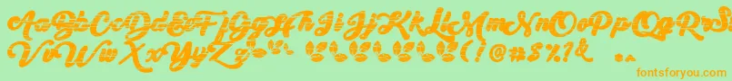 My Yanda1-Schriftart – Orangefarbene Schriften auf grünem Hintergrund