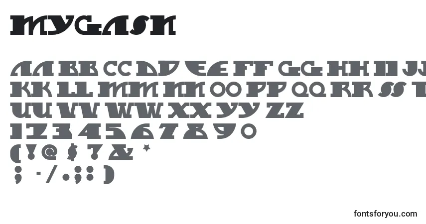 Шрифт MYGASN   (135177) – алфавит, цифры, специальные символы