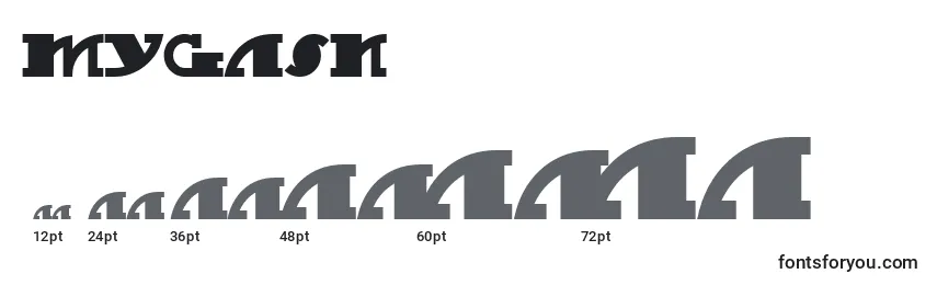 Размеры шрифта MYGASN   (135177)