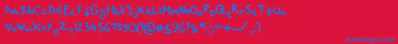 MyHandwritingSucks-Schriftart – Blaue Schriften auf rotem Hintergrund
