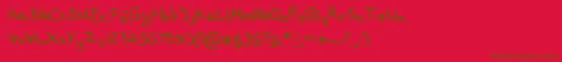 Fonte MyHandwritingSucks – fontes marrons em um fundo vermelho