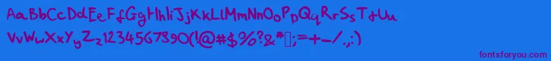 Czcionka MyHandwritingSucks – fioletowe czcionki na niebieskim tle