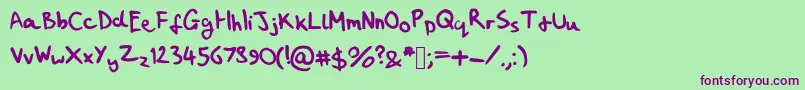 MyHandwritingSucks Font – Purple Fonts on Green Background