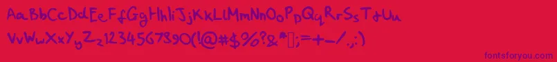 Fonte MyHandwritingSucks – fontes roxas em um fundo vermelho